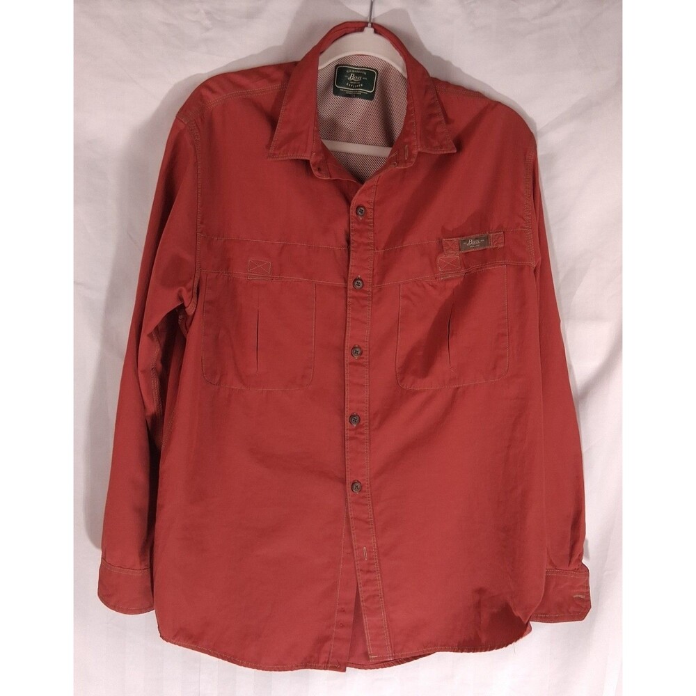 Bass Explorer Red Long-Sleeve Button-Down Men's Size L